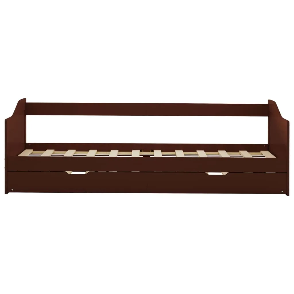 Pull-out Sofa Bed Frame Dark Brown Pinewood 90x200 cm