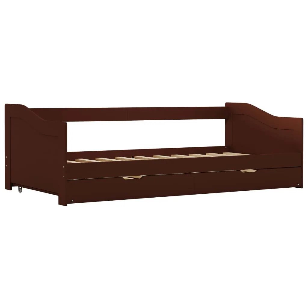 Pull-out Sofa Bed Frame Dark Brown Pinewood 90x200 cm