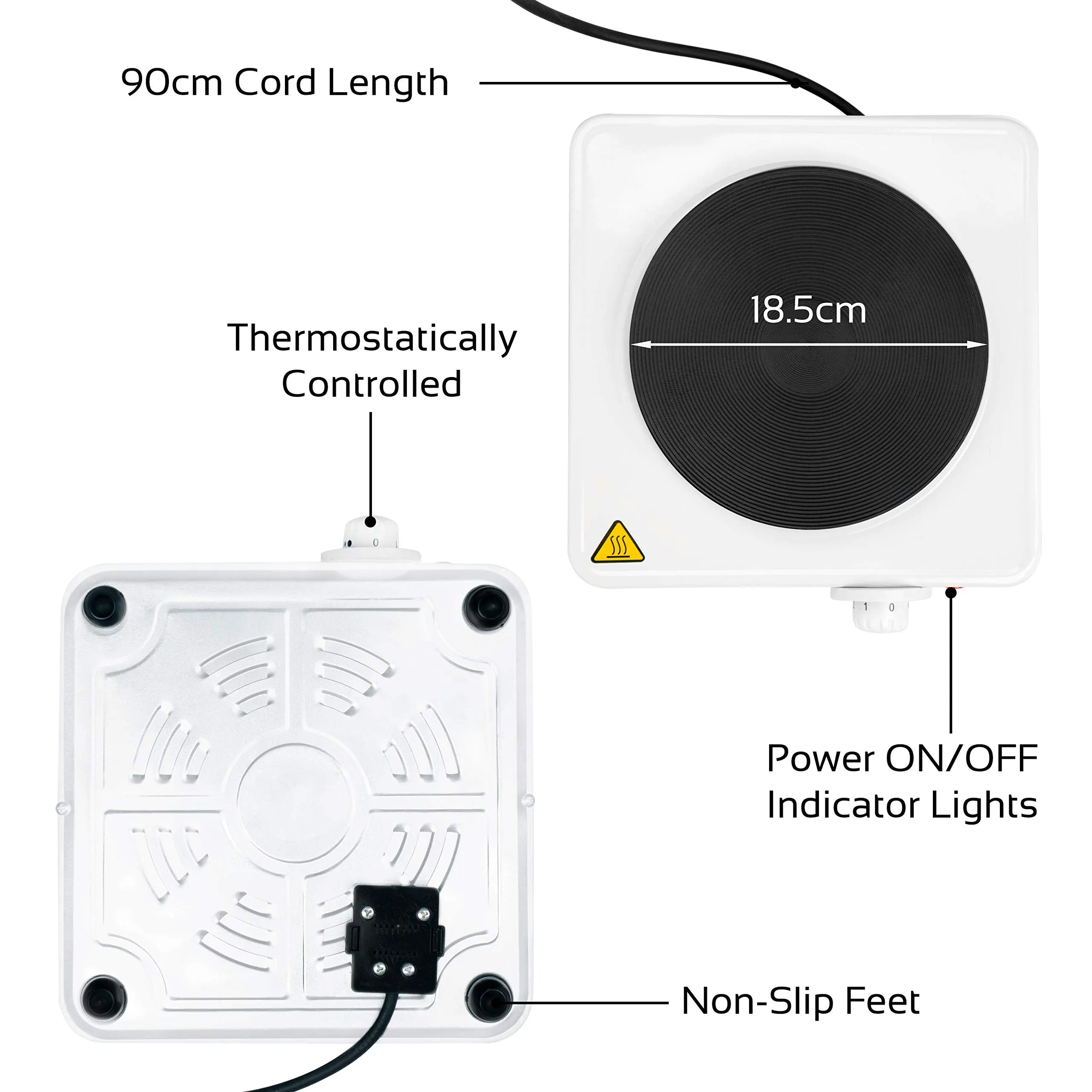 Quest 35240 Electric Single Hob / Hot Plate with Temperature Control / 1500W Hob / 5 Temperature Settings / Portable, Ideal for Camping, Caravans & Travelling