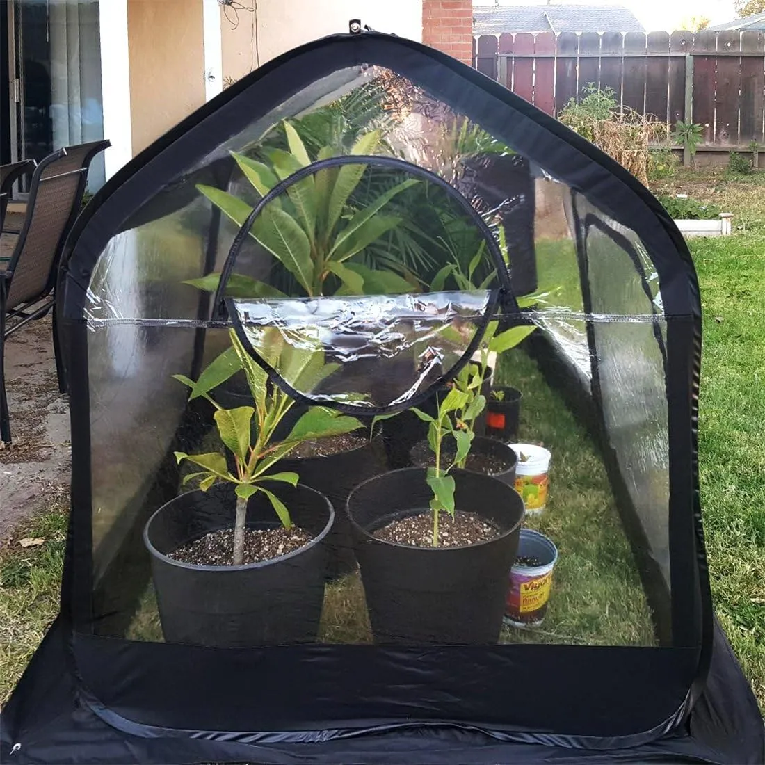 Quictent Greenhouse for Outdoors, Mini Quic-Setup Portable Flower Garden Plant Kit Outside, Heavy Duty Eco-Friendly Fiberglass Pop-up Frame and Durable Cover W/ Screen Window, 8.2x4.1x4.4 FT, Black