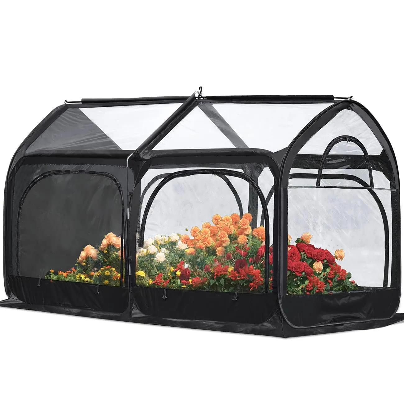 Quictent Greenhouse for Outdoors, Mini Quic-Setup Portable Flower Garden Plant Kit Outside, Heavy Duty Eco-Friendly Fiberglass Pop-up Frame and Durable Cover W/ Screen Window, 8.2x4.1x4.4 FT, Black