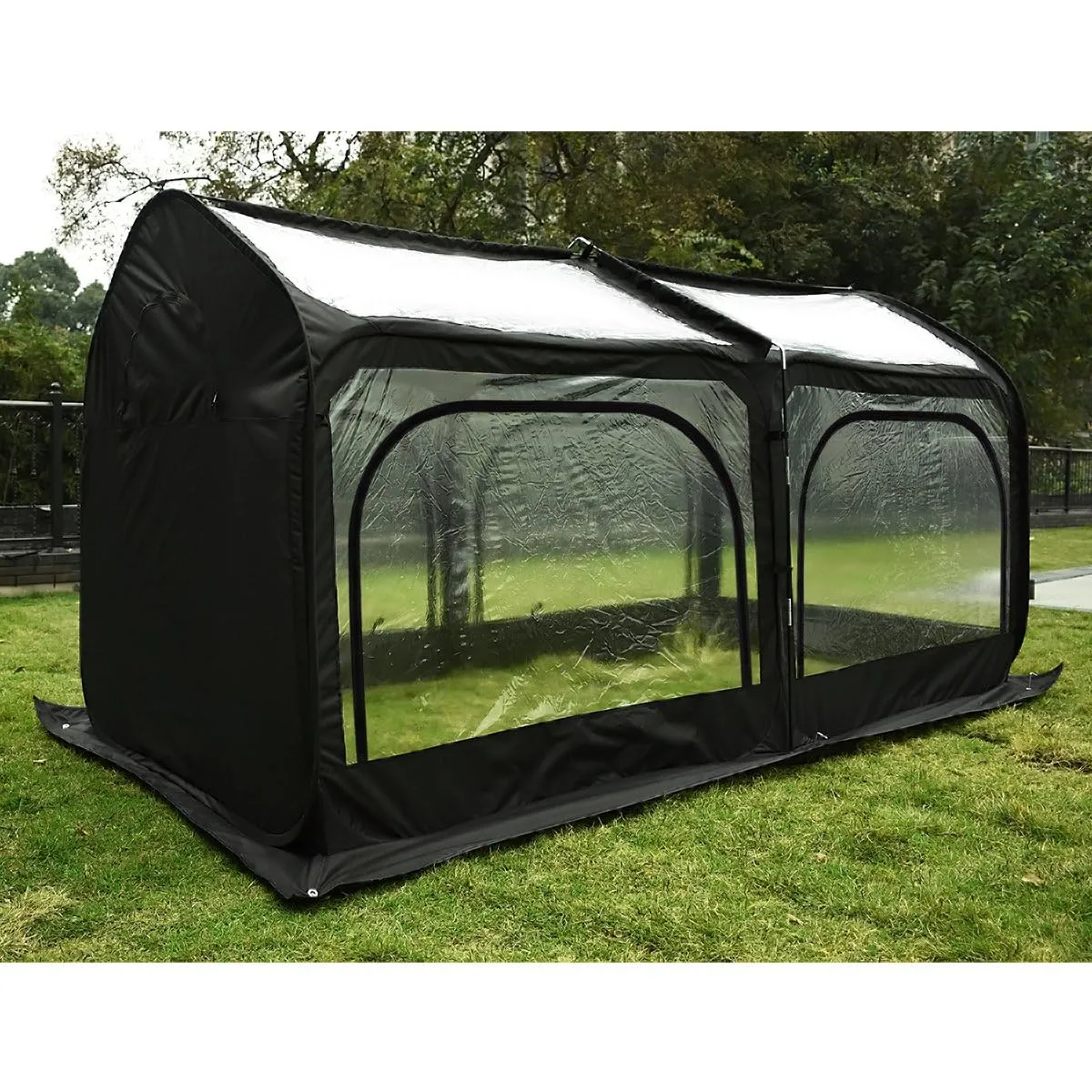 Quictent Greenhouse for Outdoors, Mini Quic-Setup Portable Flower Garden Plant Kit Outside, Heavy Duty Eco-Friendly Fiberglass Pop-up Frame and Durable Cover W/ Screen Window, 8.2x4.1x4.4 FT, Black