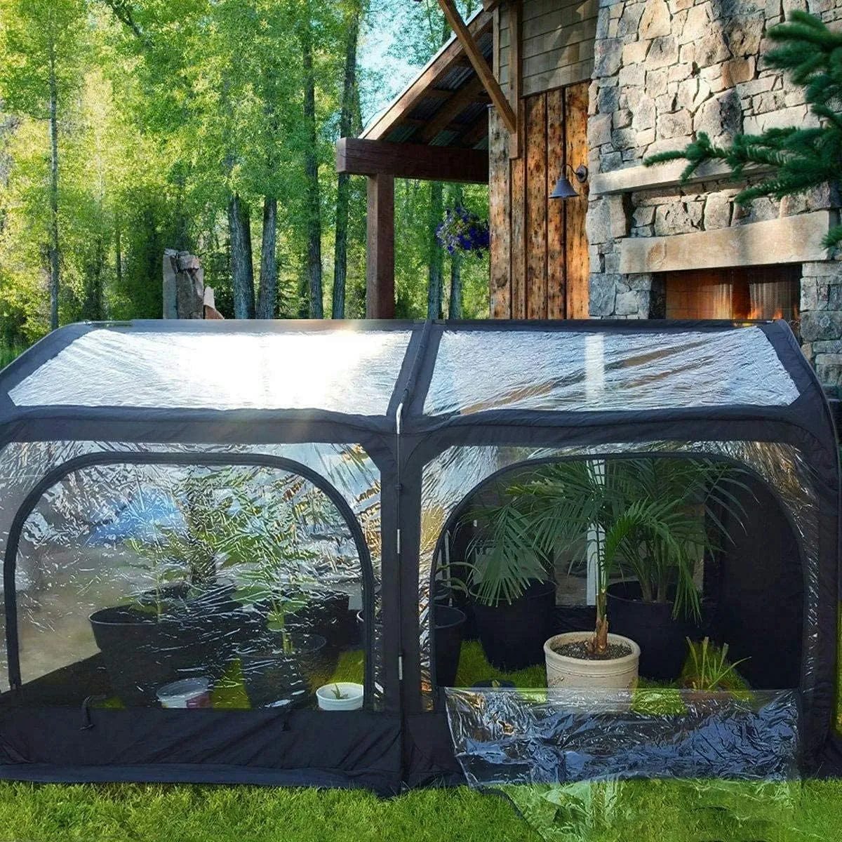 Quictent Greenhouse for Outdoors, Mini Quic-Setup Portable Flower Garden Plant Kit Outside, Heavy Duty Eco-Friendly Fiberglass Pop-up Frame and Durable Cover W/ Screen Window, 8.2x4.1x4.4 FT, Black