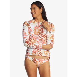 Roxy Sea Skippin L/S UPF 50 Rashguard - Snow Wht Seaside Tropics (WBK6)