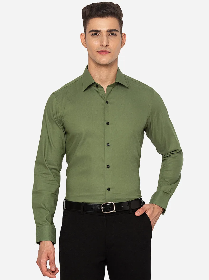 Sea Green Solid Slim Fit Party Wear Shirt | JB Studio