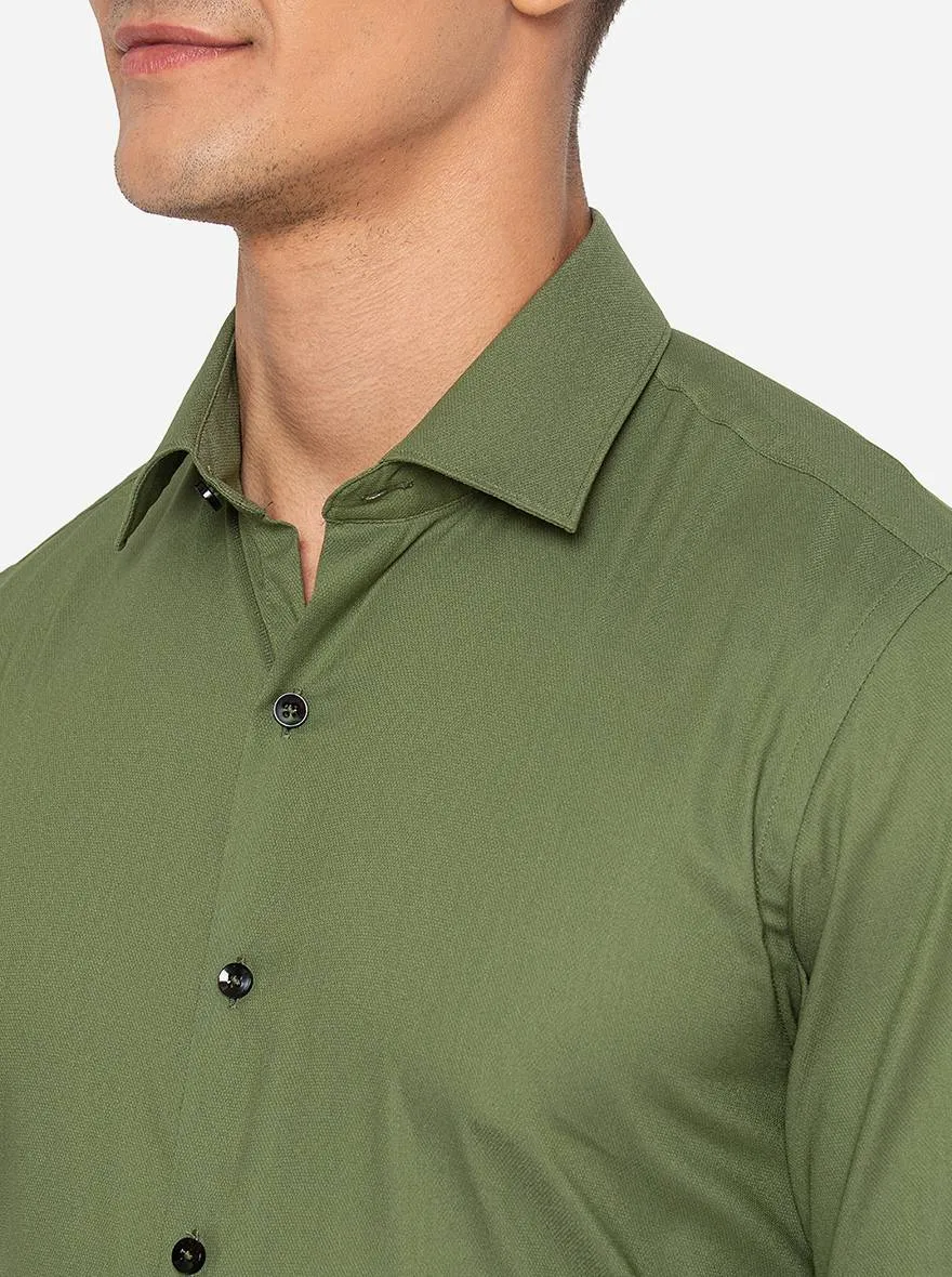 Sea Green Solid Slim Fit Party Wear Shirt | JB Studio