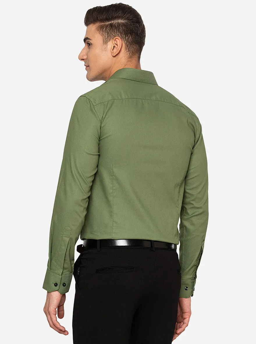 Sea Green Solid Slim Fit Party Wear Shirt | JB Studio