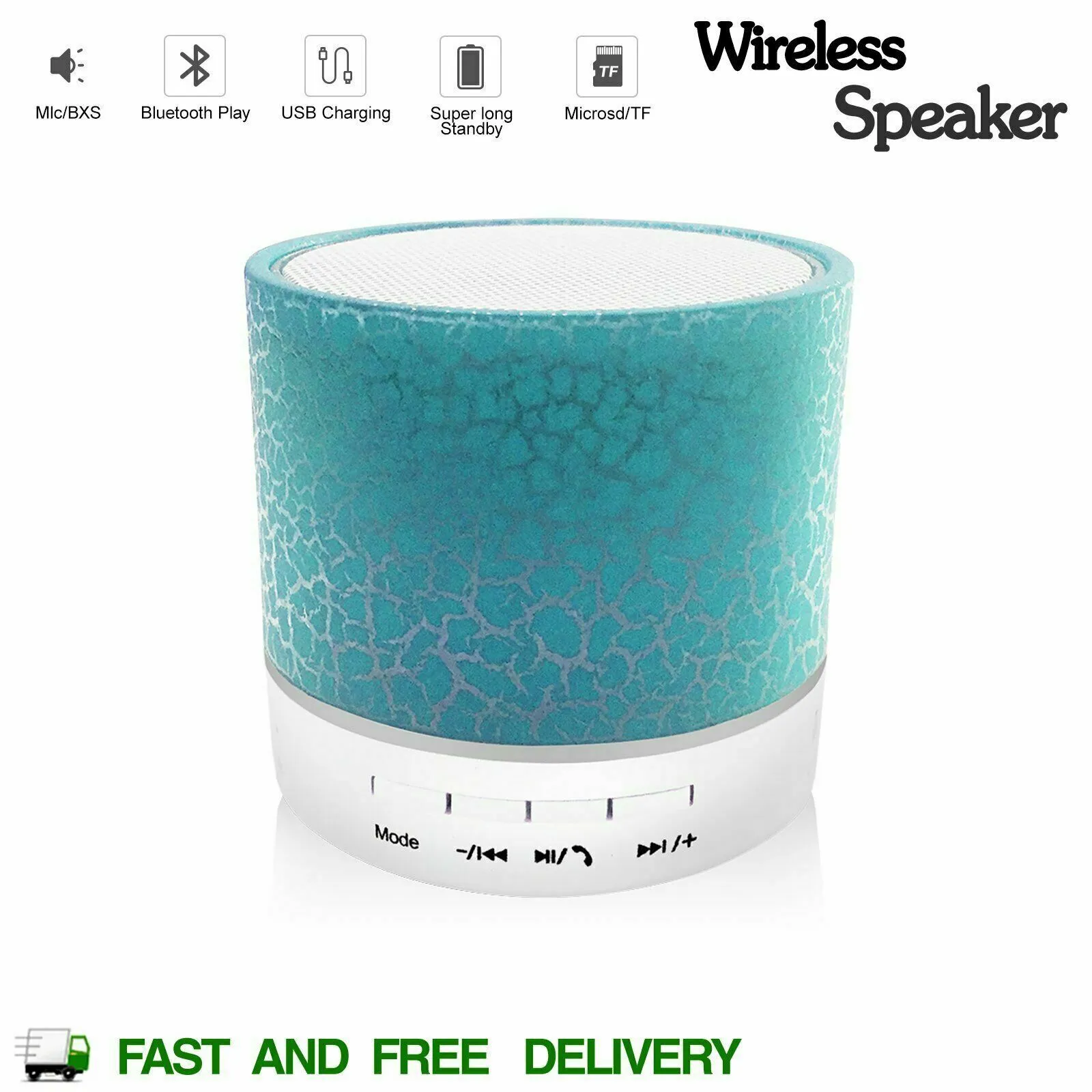 SMAXLUMINOUS™ Light Up Mini Portable Bluetooth Speaker LOUD Stereo Bass USB/UTF/AUX   Mic