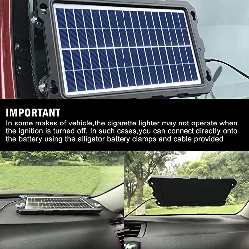 Upgraded 7.5W-Solar-Battery-Trickle-Charger-Maintainer-12V Portable Waterproof Solar Panel Trickle Charging Kit for Car, Automotive, Motorcycle, Boat, Marine, RV,Trailer,Powersports, Snowmobile, etc.