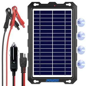 Upgraded 7.5W-Solar-Battery-Trickle-Charger-Maintainer-12V Portable Waterproof Solar Panel Trickle Charging Kit for Car, Automotive, Motorcycle, Boat, Marine, RV,Trailer,Powersports, Snowmobile, etc.